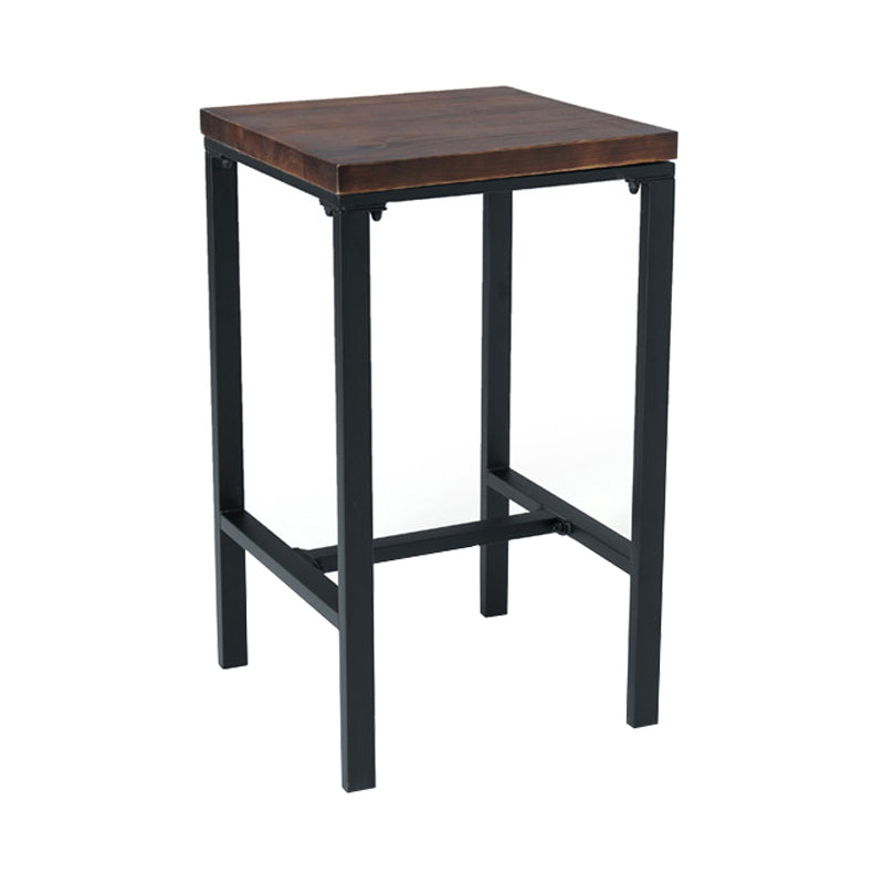 Contemporary Square Bar Dining Table Wood Trestle Bar Height Table in Brown