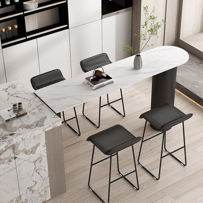 Cafe and Break-room Bistro Accent Dining Table Modern Stone Double Pedestal Counter Table