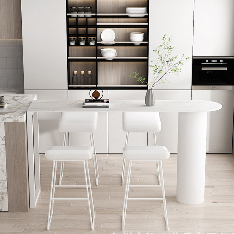 Cafe and Break-room Bistro Accent Dining Table Modern Stone Double Pedestal Counter Table