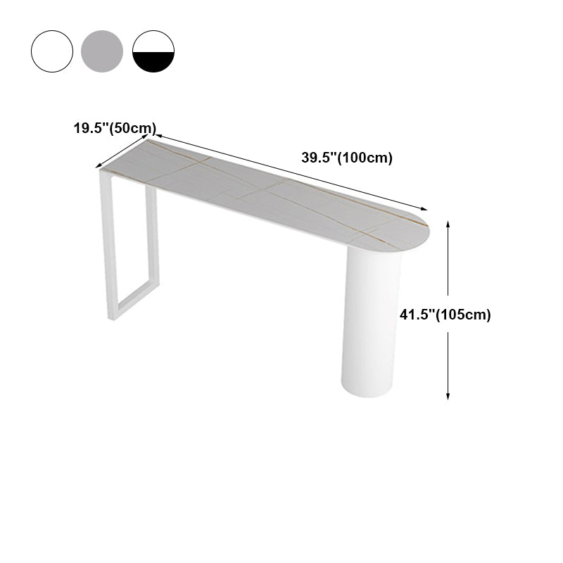 Cafe and Break-room Bistro Accent Dining Table Modern Stone Double Pedestal Counter Table