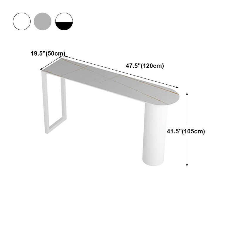Cafe and Break-room Bistro Accent Dining Table Modern Stone Double Pedestal Counter Table