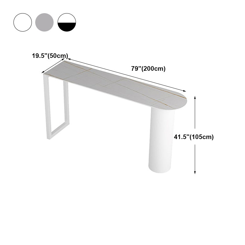 Cafe and Break-room Bistro Accent Dining Table Modern Stone Double Pedestal Counter Table