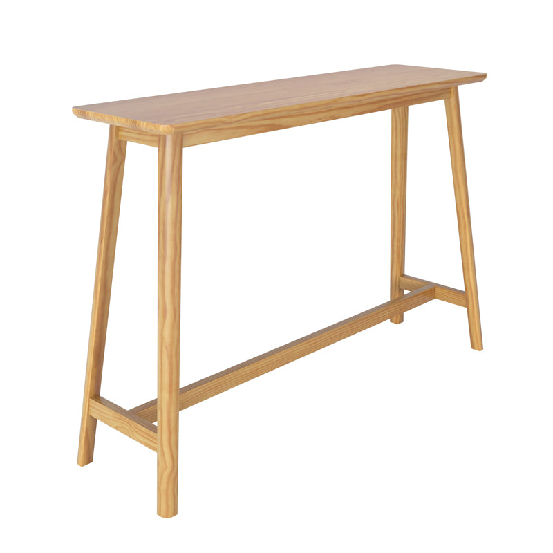 Modern Rectangle Bar Dining Table Wood Bar Height Table with Trestle Base in Brown