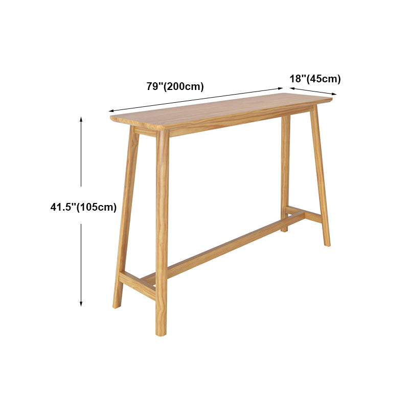 Modern Rectangle Bar Dining Table Wood Bar Height Table with Trestle Base in Brown