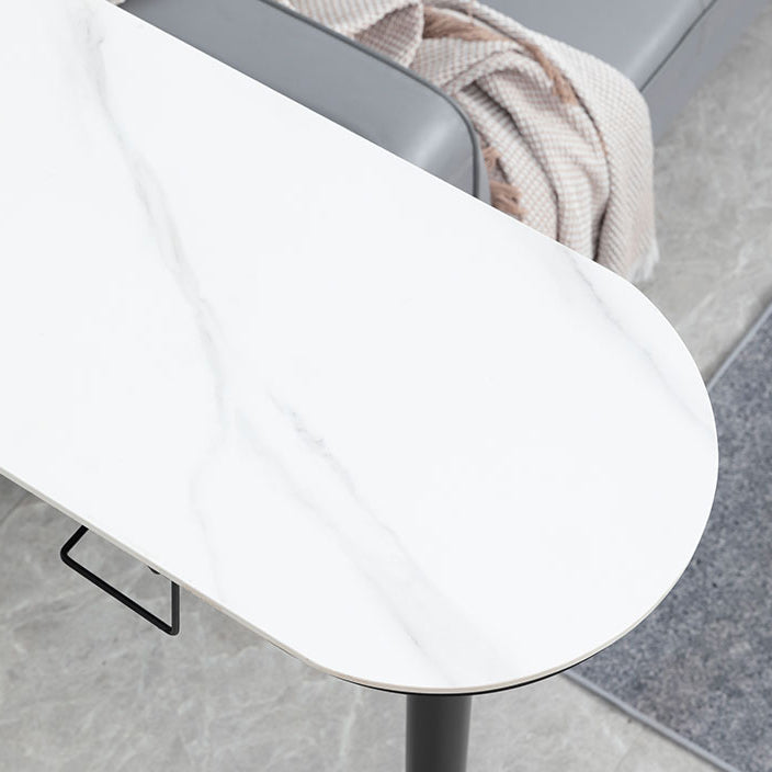 Contemporary Double Pedestal Bar/Dinette Table Wine Rack Stone Counter-height Pub Table