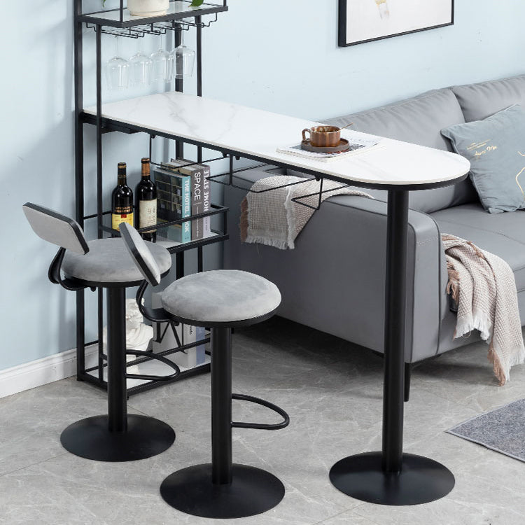 Contemporary Double Pedestal Bar/Dinette Table Wine Rack Stone Counter-height Pub Table