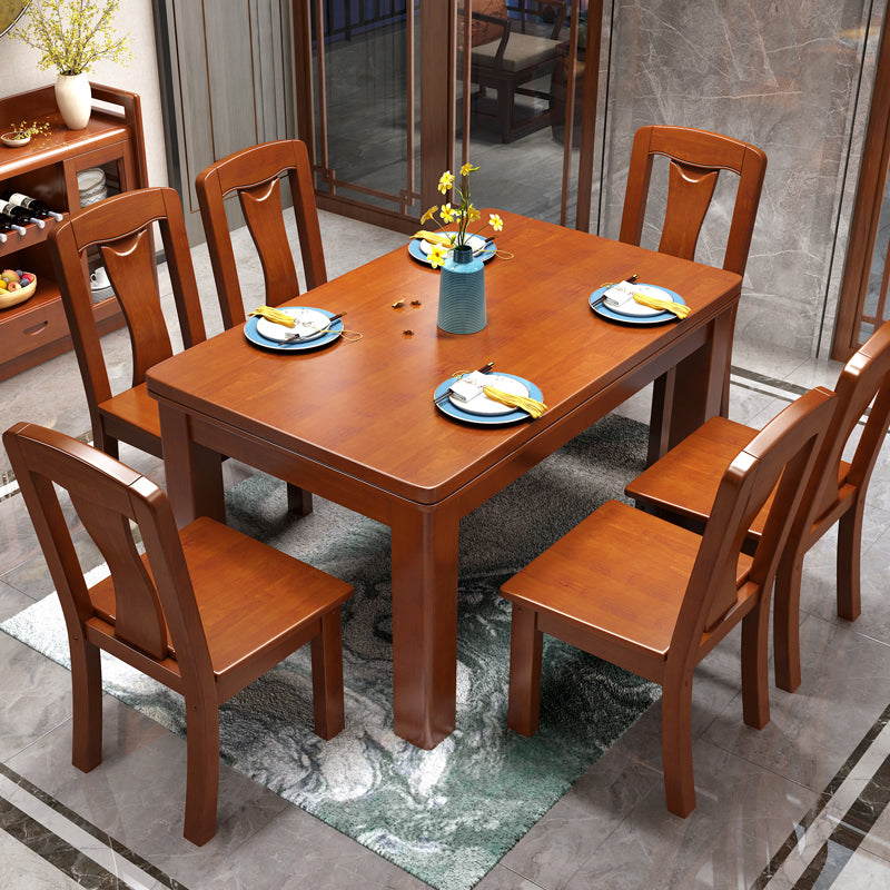 Mid-Century Modern Rectangle Dining Table Solid Wood Dining Table with 4 Legs