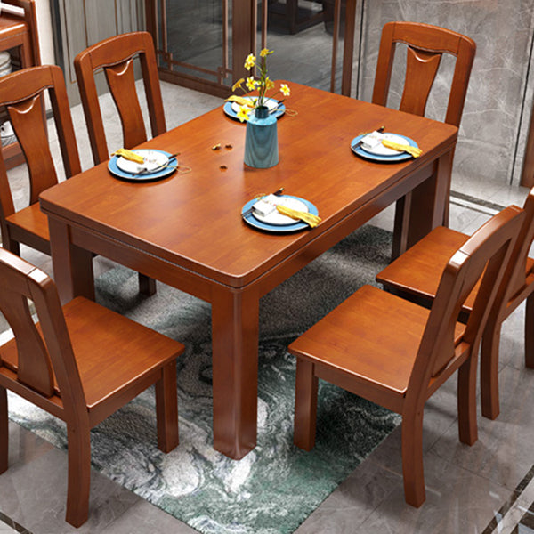 Mid-Century Modern Rectangle Dining Table Solid Wood Dining Table with 4 Legs