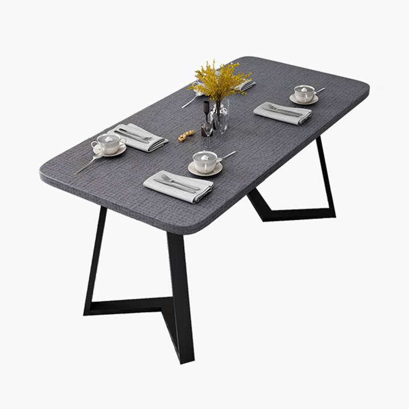 Metal Industrial Rectangle Dining Table Grey Wood Top Table with Sled Base