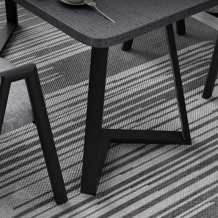 Metal Industrial Rectangle Dining Table Grey Wood Top Table with Sled Base