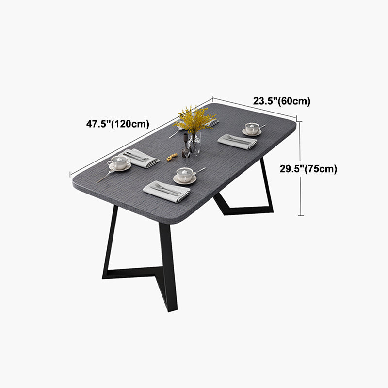 Metal Industrial Rectangle Dining Table Grey Wood Top Table with Sled Base
