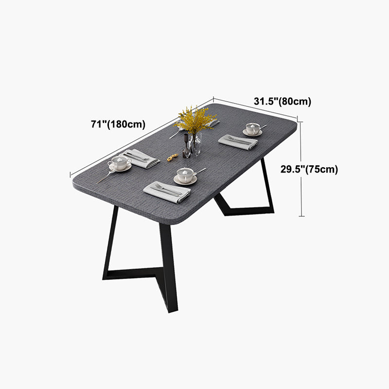 Metal Industrial Rectangle Dining Table Grey Wood Top Table with Sled Base