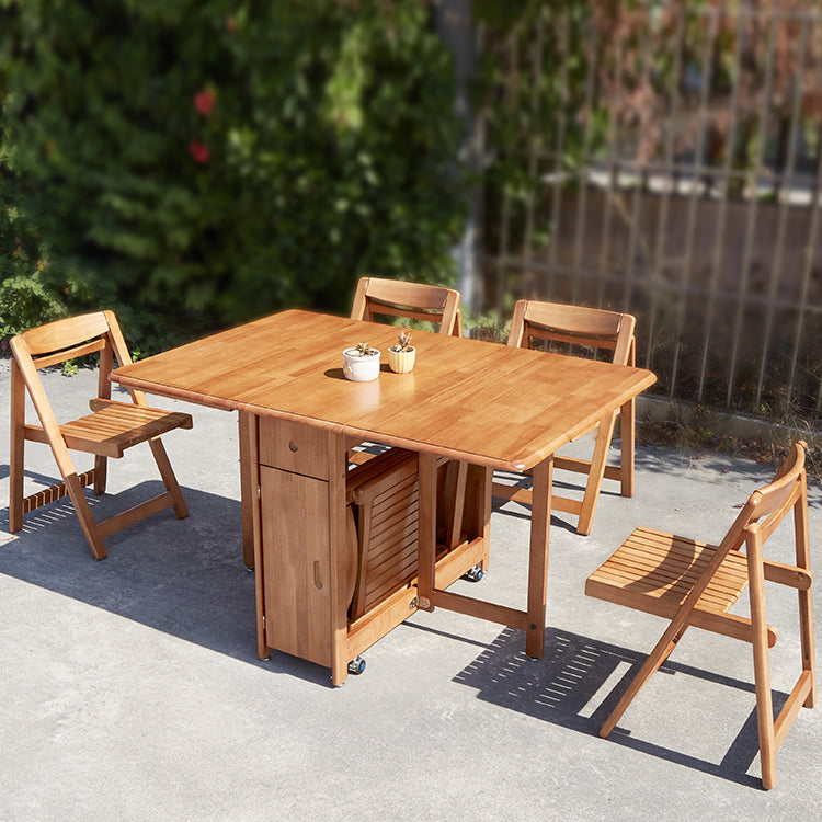 Mid-Century Dining Table Solid Wood Drop-Leaf Table for Home Use, 51"L x 35"W x 29.5"H