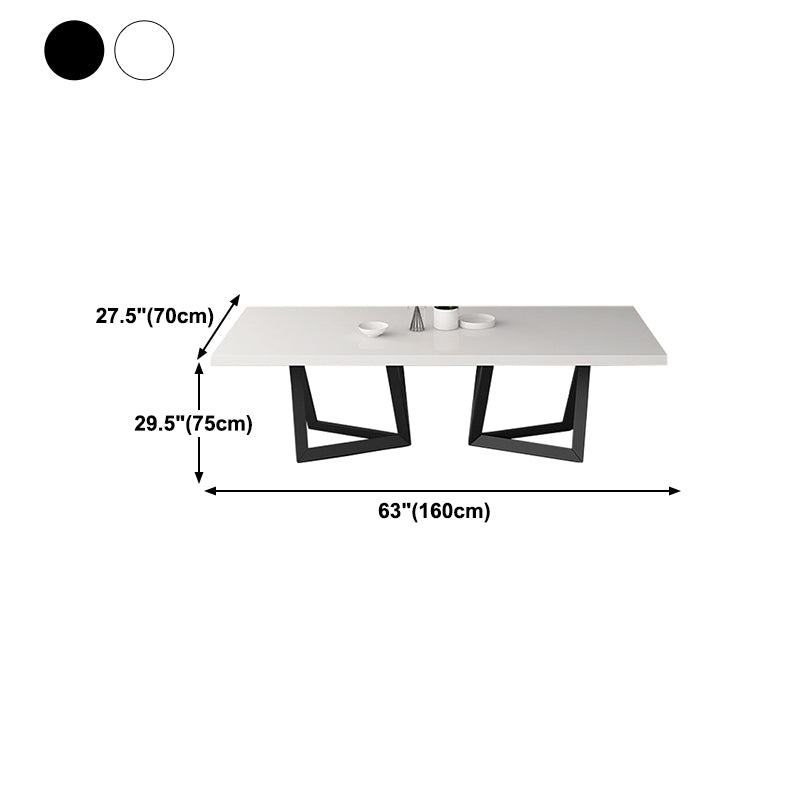Mesa de comedor rectangular de estilo industrial, mesa fija con tapa blanca y madera maciza