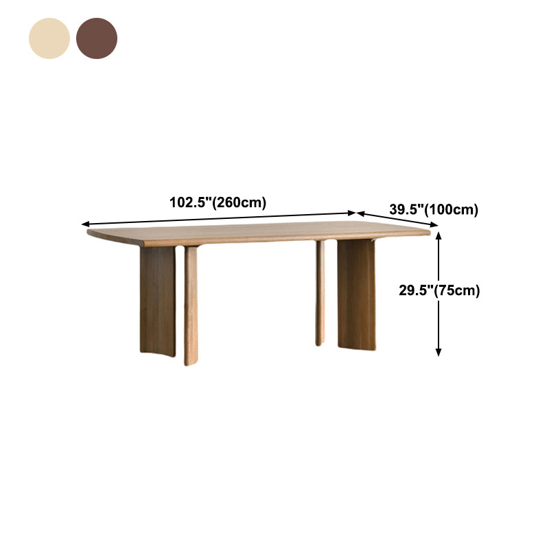 Rectangle Industrial Dining Table 4 Legs Fixed Table with Solid Wood