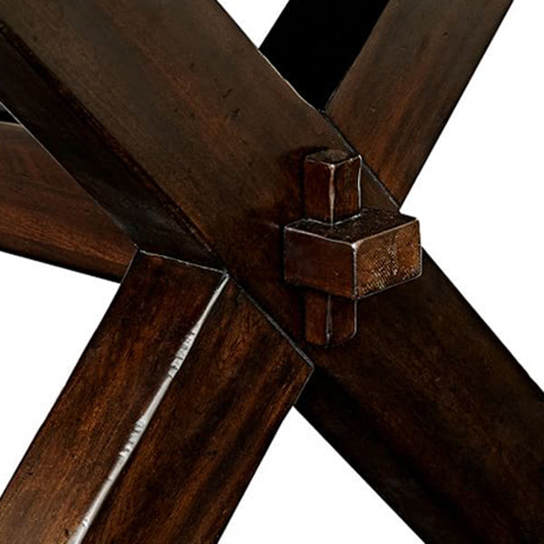 Rectangle Mid-Century Dining Table Brown Tone Fixed Table with Pinewood Solid Wood