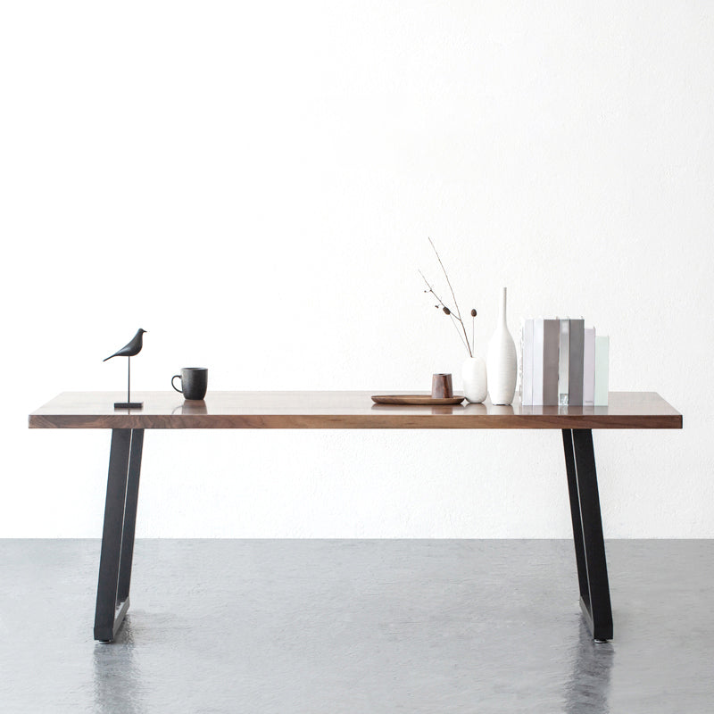 Mesa de comedor rectangular de estilo industrial, mesa fija de madera con madera maciza