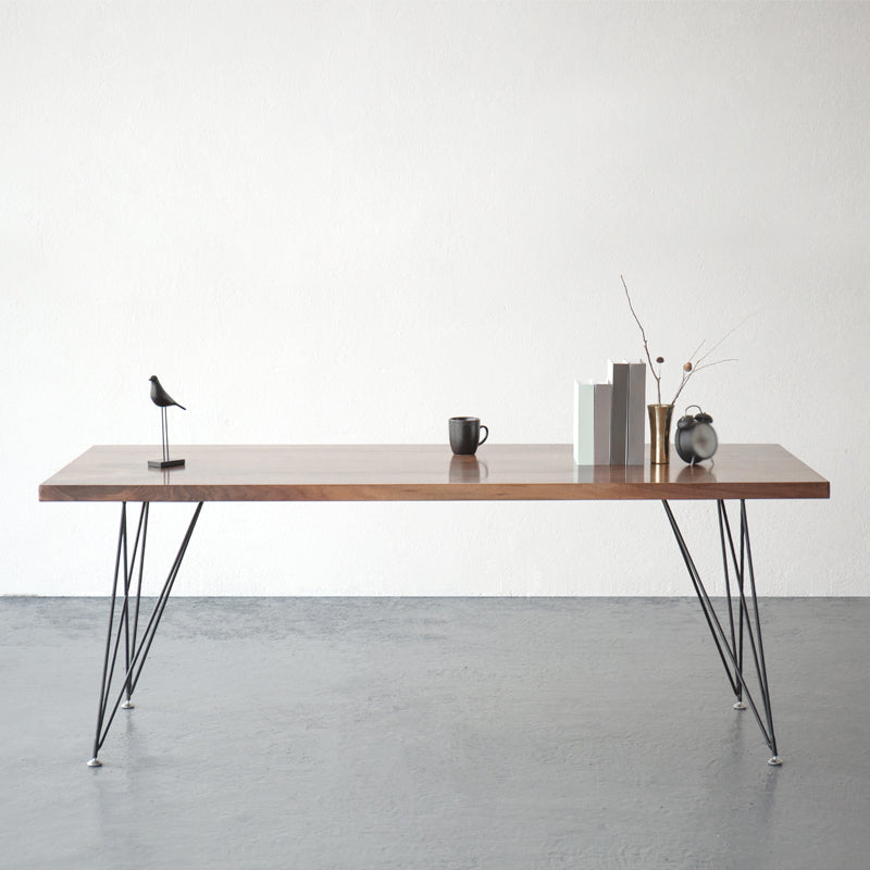 Mesa de comedor rectangular de estilo industrial, mesa fija de madera con madera maciza