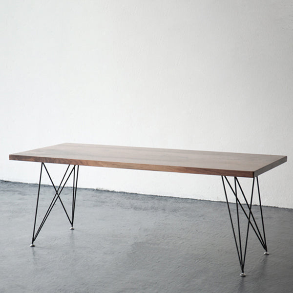 Mesa de comedor rectangular de estilo industrial, mesa fija de madera con madera maciza