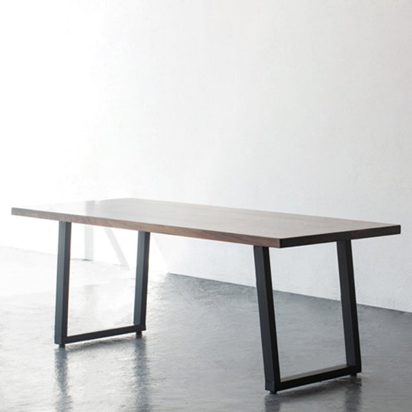 Mesa de comedor rectangular de estilo industrial, mesa fija de madera con madera maciza