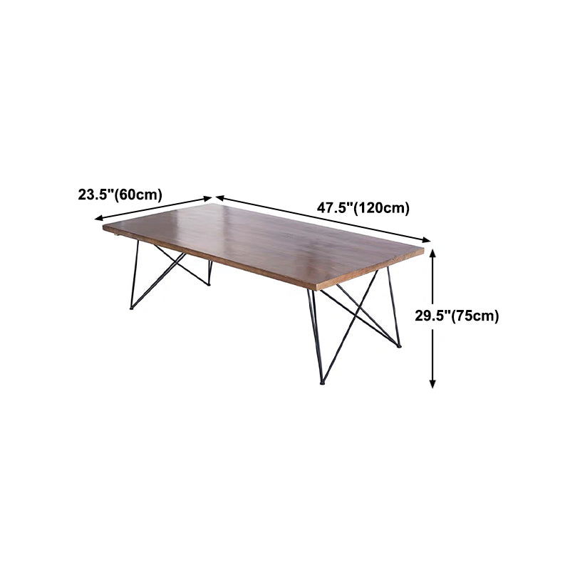Mesa de comedor rectangular de estilo industrial, mesa fija de madera con madera maciza