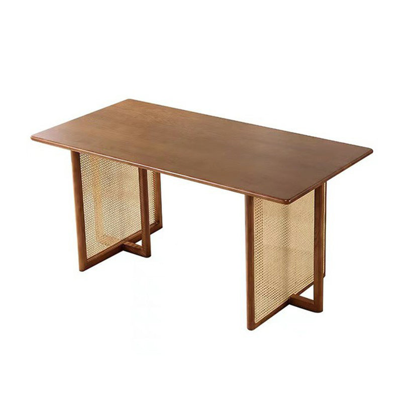 Industrial Solid Wood Brown Dining Table Rectangle Standard Dining Table for Kitchen