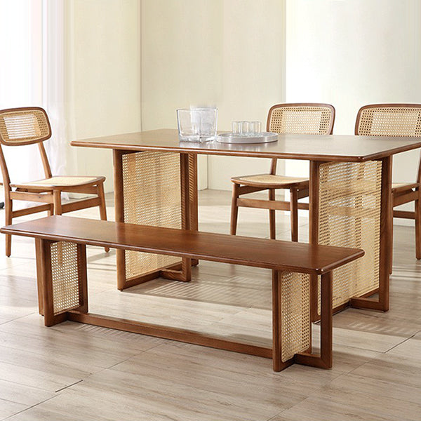 Industrial Solid Wood Brown Dining Table Rectangle Standard Dining Table for Kitchen