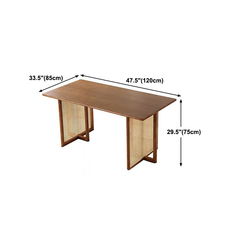 Industrial Solid Wood Brown Dining Table Rectangle Standard Dining Table for Kitchen