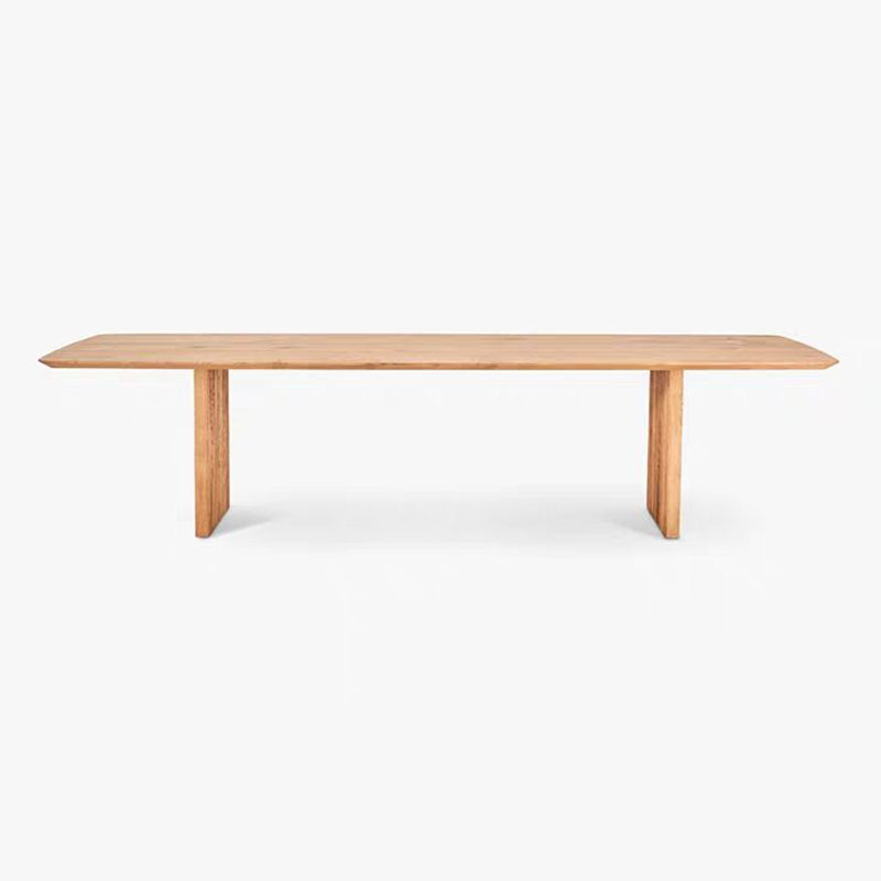 Table à manger simplicité en bois massif Table de piédestal en bois double pour salle à manger