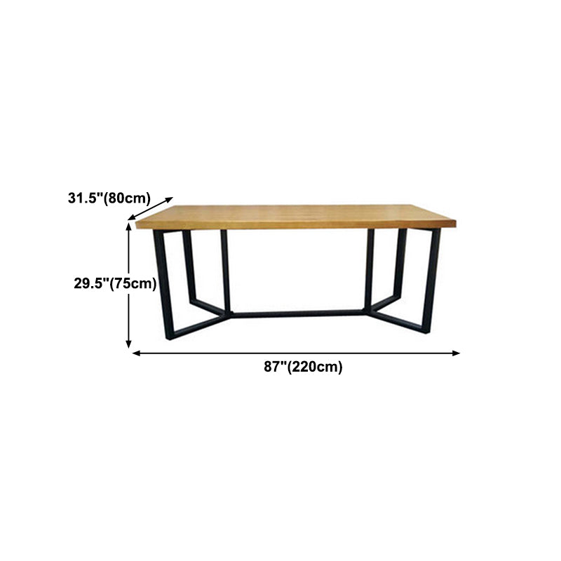 Industrial Rectangle Dining Table Solid Wood Trestle Base Dining Table
