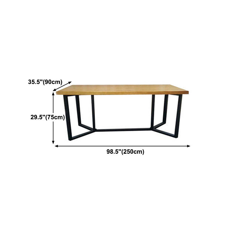 Industrial Rectangle Dining Table Solid Wood Trestle Base Dining Table