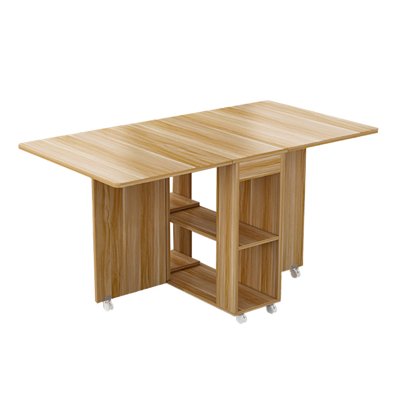 Mid-Century Modern Dining Table Rectangle Drop-Leaf Dining Table for Home Use