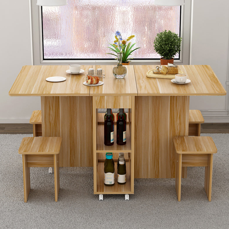 Mid-Century Modern Dining Table Rectangle Drop-Leaf Dining Table for Home Use