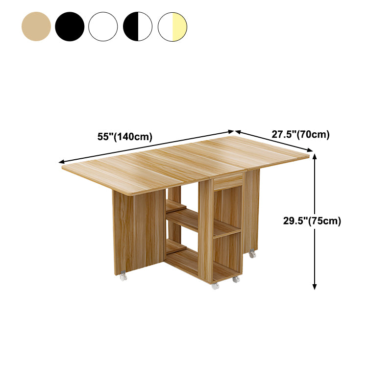 Mid-Century Modern Dining Table Rectangle Drop-Leaf Dining Table for Home Use