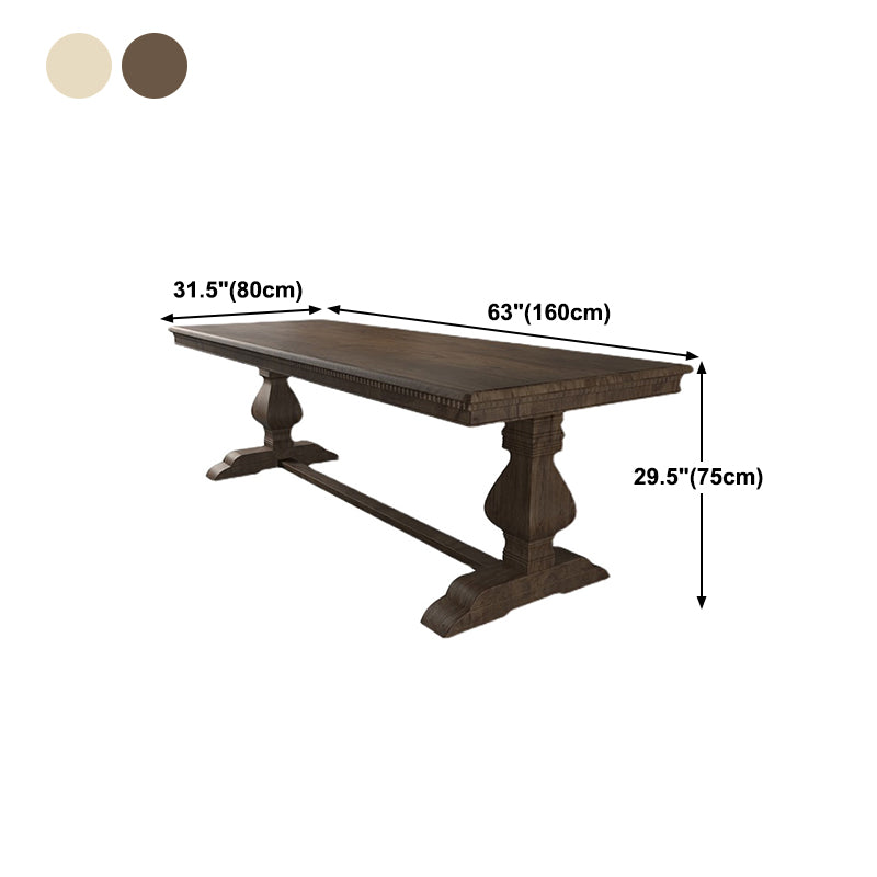 Mid-Century Modern Rectangle Table Solid Wood Dining Table with Trestle Base