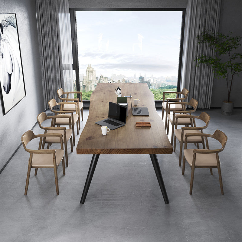 Rectángulo 4 patas Mesa de comedor industrial Mada de madera maciza Mesa de comedor fija