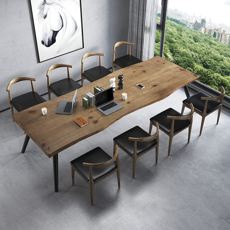 Rectángulo 4 patas Mesa de comedor industrial Mada de madera maciza Mesa de comedor fija