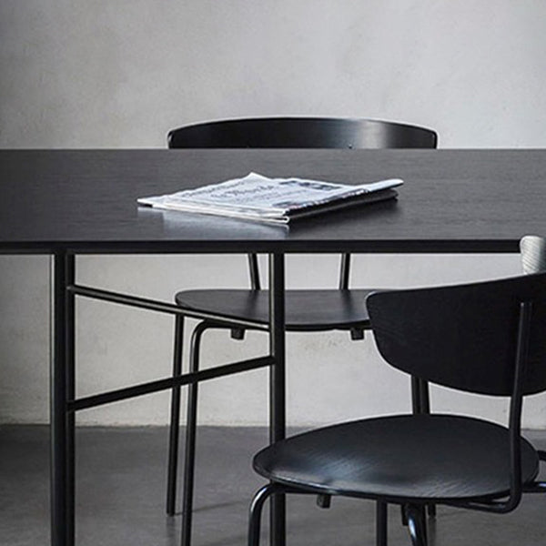 Industrial Style Dining Table Rectangle Solid Wood Black Dining Table with 4 Legs