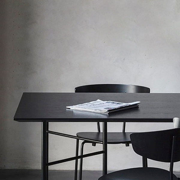 Industrial Style Dining Table Rectangle Solid Wood Black Dining Table with 4 Legs