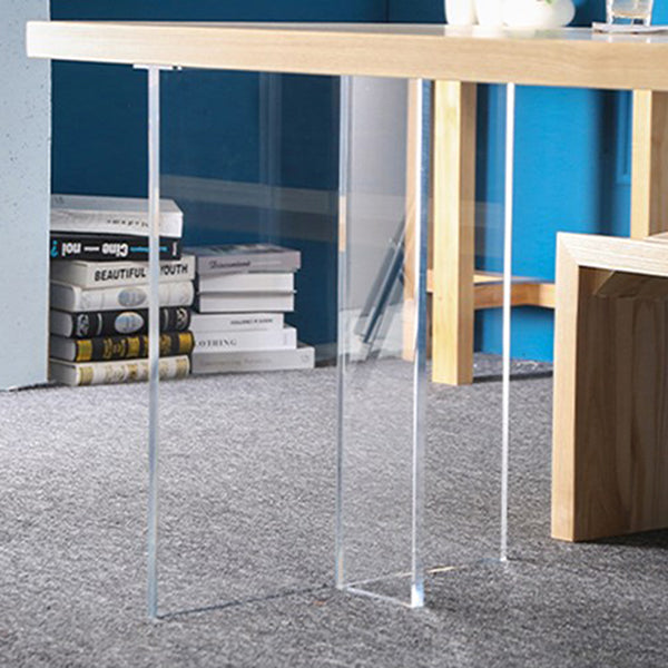 Industrial Solid Wood Dining Table Rectangle Standard Table with Double Pedestal Base