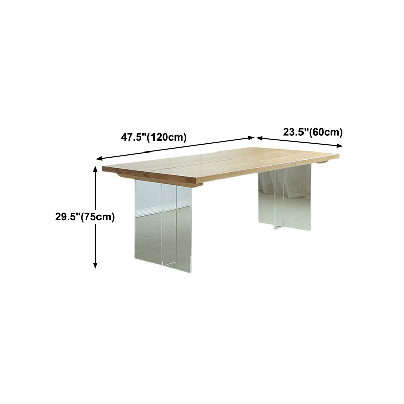 Industrial Solid Wood Dining Table Rectangle Standard Table with Double Pedestal Base