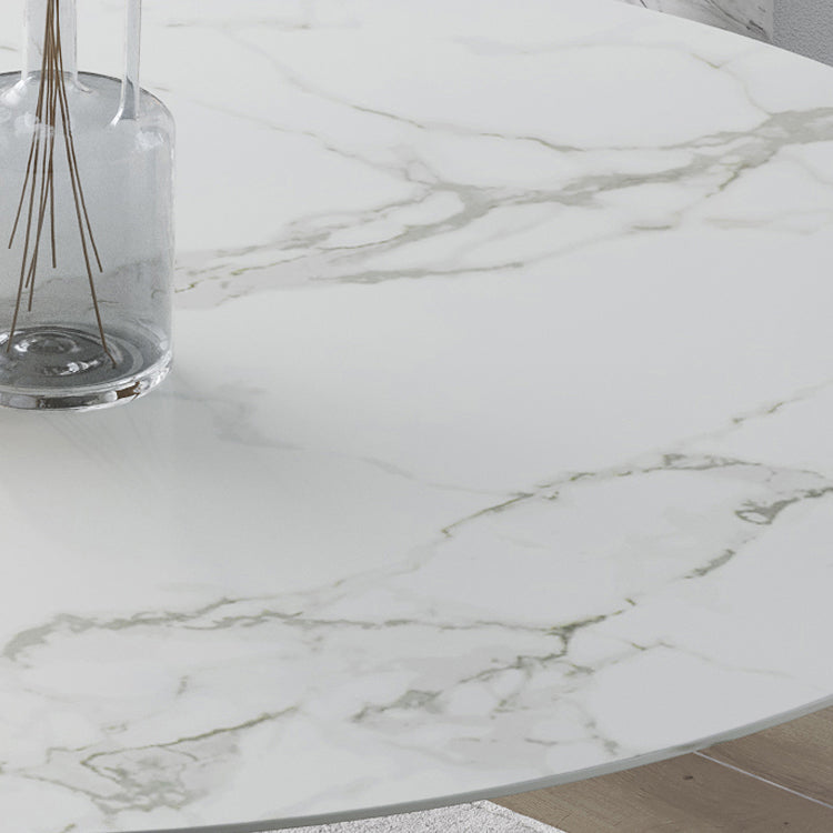 Dinettetafel in eigentijdse stijl, rond stenen meubilair met tulponderstel