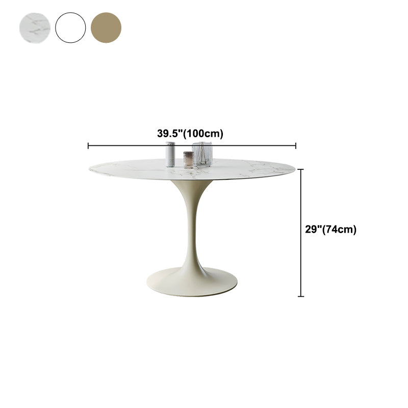 Dinettetafel in eigentijdse stijl, rond stenen meubilair met tulponderstel