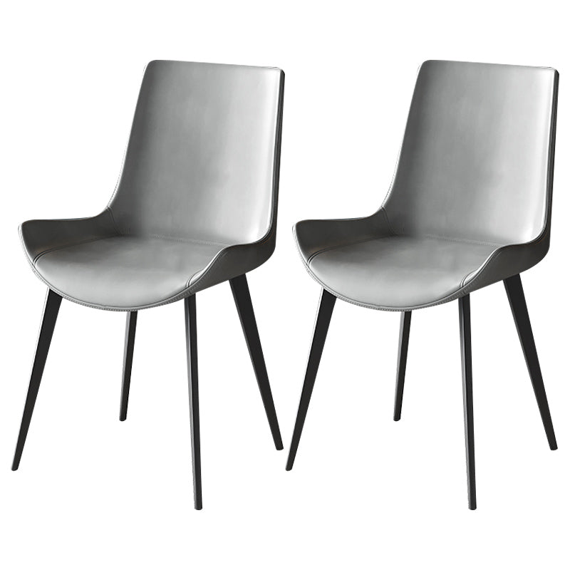 Fauteuils de salle à manger contemporains en cuir Chaises d'appoint à dossier solide (Ensemble de 2)