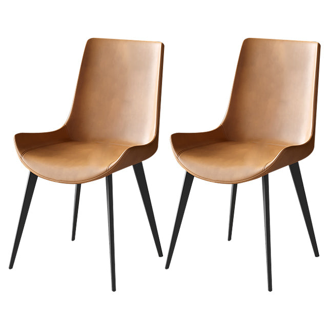 Fauteuils de salle à manger contemporains en cuir Chaises d'appoint à dossier solide (Ensemble de 2)