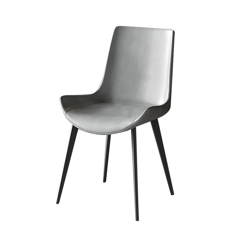 Sillas de comedor de cuero contemporáneas, sillas laterales de comedor con respaldo sólido (juego de 2)