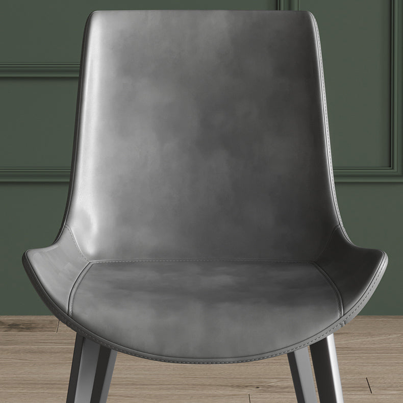 Sillas de comedor de cuero contemporáneas, sillas laterales de comedor con respaldo sólido (juego de 2)