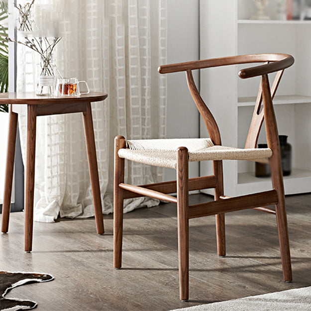 Contemporary Home Wood Arm Chair Natural Wishbone Dining Chair (Set of 2)