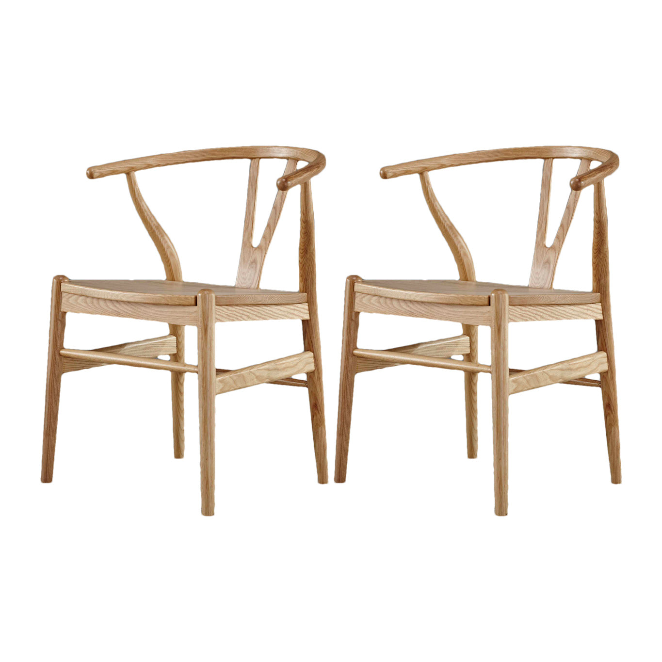 Contemporary Home Wood Arm Chair Natural Wishbone Dining Chair (Set of 2)