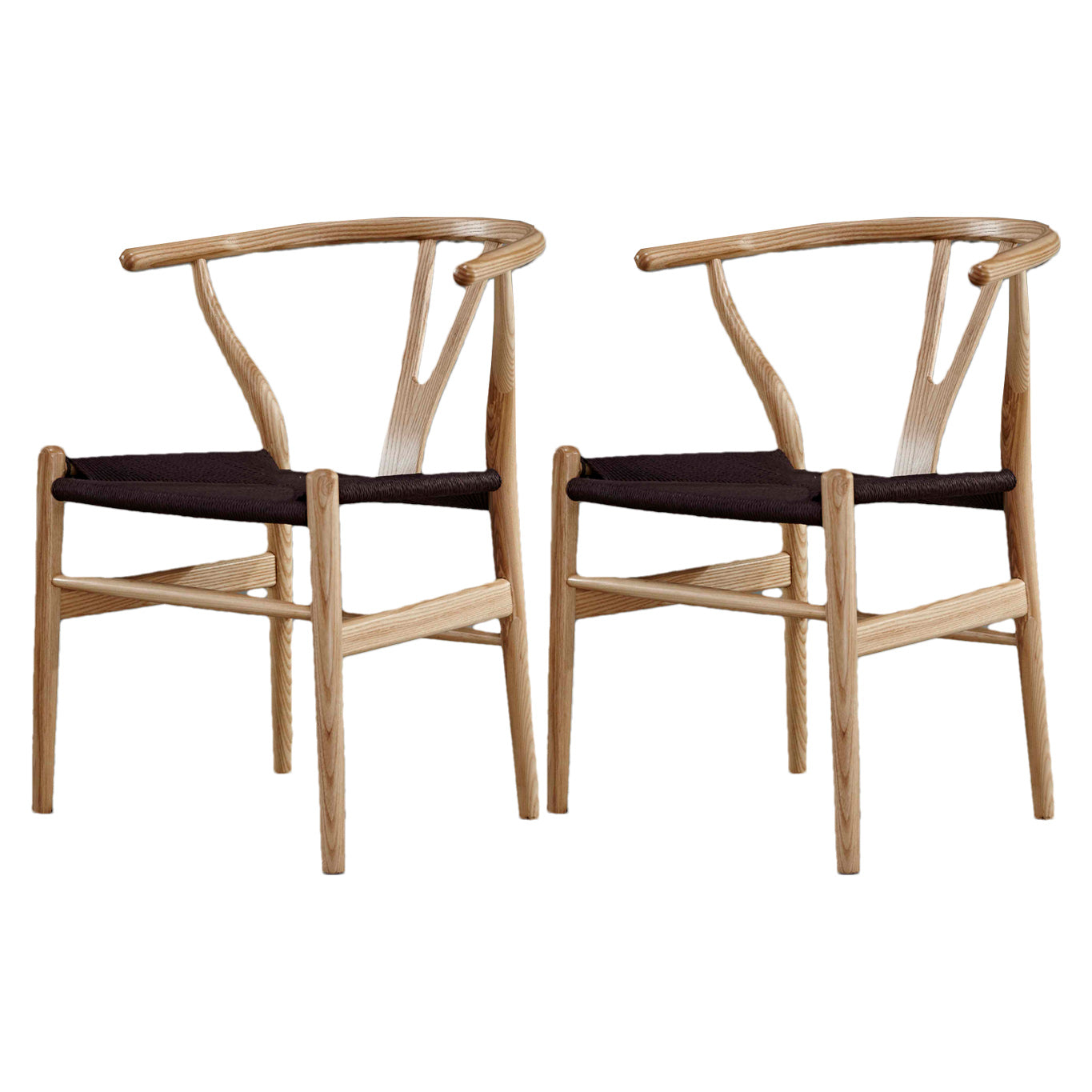 Contemporary Home Wood Arm Chair Natural Wishbone Dining Chair (Set of 2)